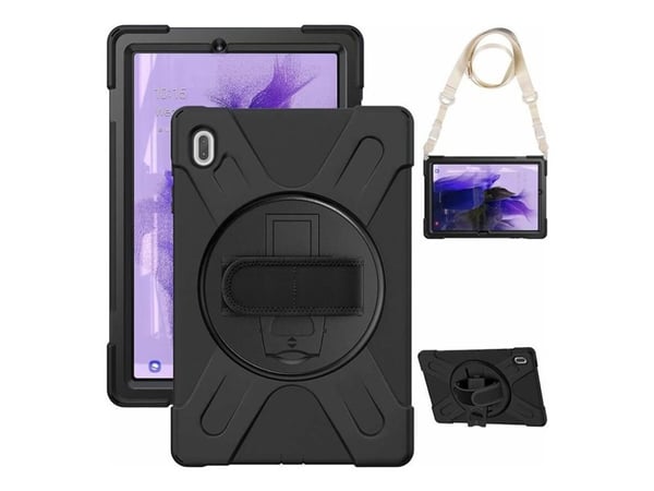 eSTUFF AUSTIN - Baksidedeksel for nettbrett - polykarbonat, silikon - svart - for Samsung Galaxy Tab S7 FE, Tab S7+, Tab S8+, Tab S9 FE+, Tab S9+