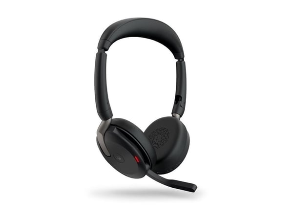Jabra Evolve2 65 Flex MS Stereo - Hodesett - on-ear - Bluetooth - trådløs - aktiv støydemping - USB-A - svart - Certified for Microsoft Teams