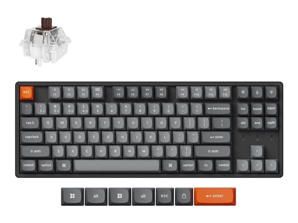 Keychron K8 MAX - Tastatur - QMK, mekanisk - 80% - TKL - belyst - trådløs - USB-C, Bluetooth 5.1, 2.4 GHz - QWERTY - Nordisk - tastsvitsj: Keychron...