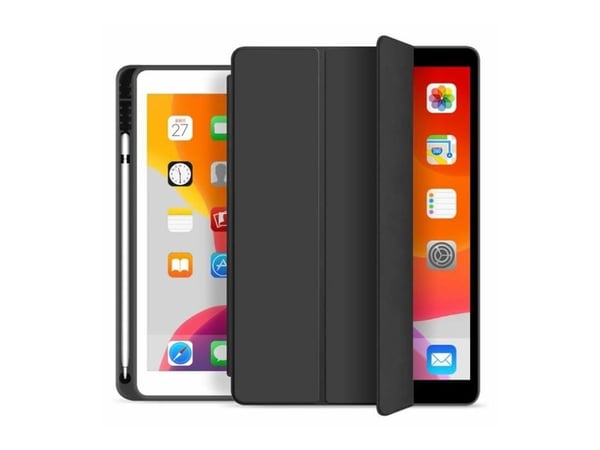 eSTUFF - Skjermdeksel for nettbrett - polyuretanlær, termoplast-polyuretan (TPU) - svart - 7.9" - for Apple iPad mini (6. generasjon)