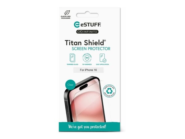 eSTUFF Titan Shield Infinite - Skjermbeskyttelse for mobiltelefon - glass - for Apple iPhone 16