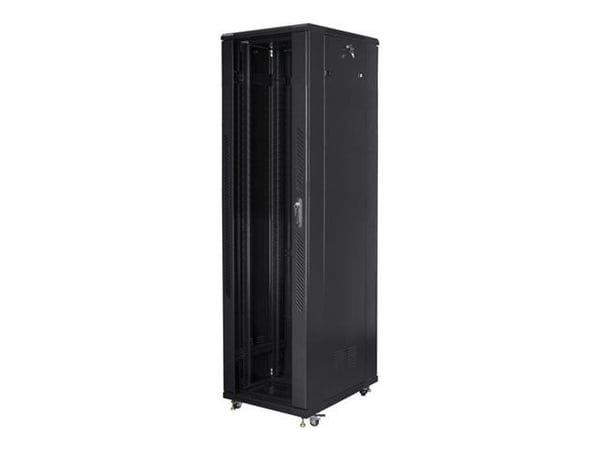 Lanberg FF01 series - Rack skåp - 800 x 800, flat pack - med 4 kylfläktar - fristående, golvstående - svart, RAL 9004 - 37U - 19"