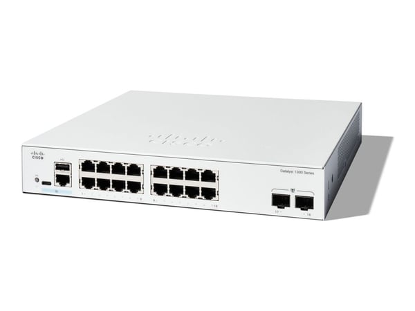 Cisco Catalyst 1300-16T-2G - Switch - L3 - Styrt - 16 x 10/100/1000Base-T + 2 x Gigabit Ethernet SFP - rackmonterbar