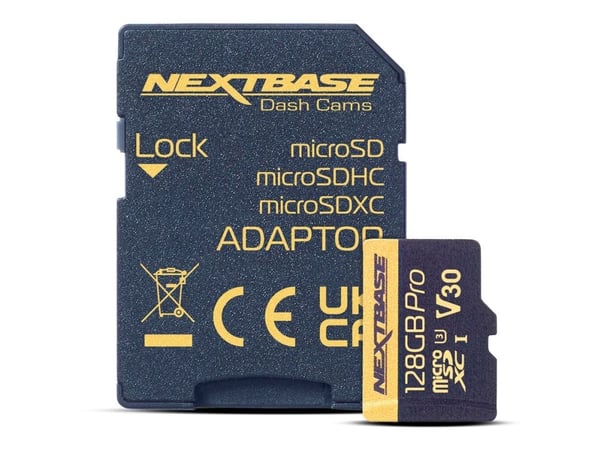 Nextbase - Flashminnekort (microSDXC til SD-adapter inkludert) - 128 GB - Video Class V30 / UHS-I U3 - microSDXC