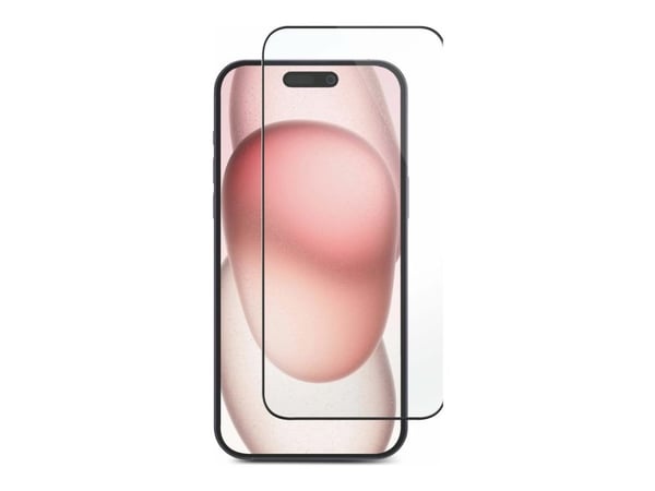 eSTUFF Titan Shield Infinite - Skjermbeskyttelse for mobiltelefon - full deksel - glass - rammefarge svart (en pakke 10) - for Apple iPhone 16 Pro