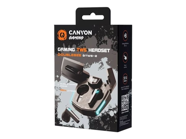 Canyon DoubleBee GTWS-2 - True wireless-hodetelefoner med mikrofon - i øret - Bluetooth - svart