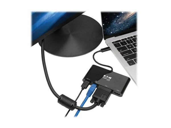 Eaton Tripp Lite Series USB 3.1 Gen 1 USB-C Adapter Converter Thunderbolt 3 Compatible 4K @ 30Hz - HDMI, VGA, USB-A Hub Port and Gigabit Ethernet, ...