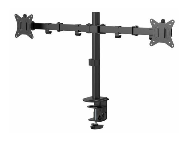 eSTUFF - Monteringssett (skrivebordsklemmemontering, kausemontering, 2 quick release VESA plates) - for 2 LCD-skjermer - office - stål, plastikk - ...
