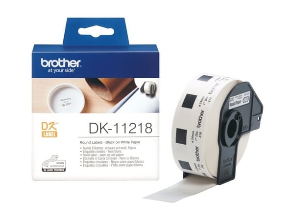 Brother DK-11218 - Svart på hvitt - Rull (2,4 cm) 1000 stk (1 rull(er) x 1000 merkelapper - for Brother QL-1050, QL-500, QL-550, QL-560, QL-570, QL...