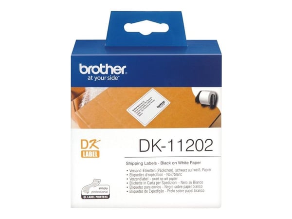 Brother DK-11202 - Svart på hvitt - 62 x 100 mm 300 etikett(er) (1 rull(er) x 300 forsendelsesetiketter - for Brother QL-1050, QL-500, QL-550, QL-5...