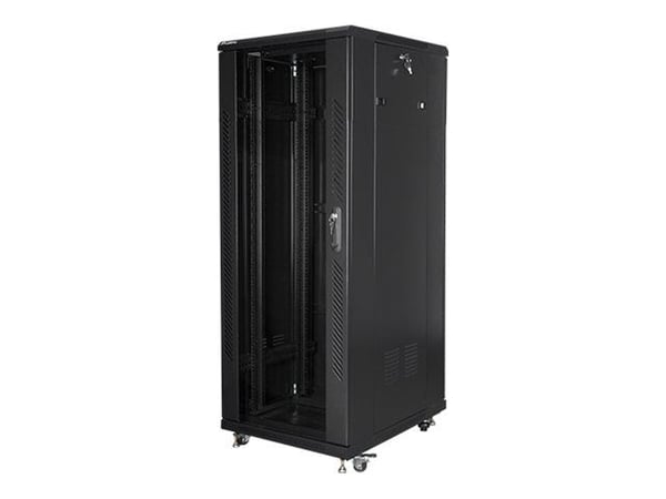Lanberg FF01 series - Rack skåp - med 4 kylfläktar - fristående, golvstående - svart, RAL 9004 - 42U - 19"