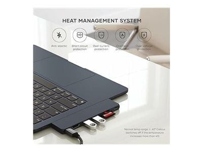 Satechi ST-HUCPHSD, Telakointi, USB 3.2 Gen 2 (3.1 Gen 2) Type-C, 100 W, 1.4/2.3, Musta, Midnight