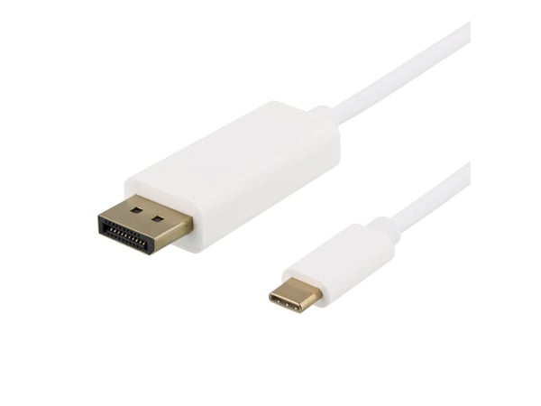 DELTACO - Adapterkabel - 24 pin USB-C (hane) till DisplayPort (hane) - DisplayPort 1.2 - 2 m - aktiv, stöd för 1080p, 4K60Hz UHD-stöd, upp till 21,...
