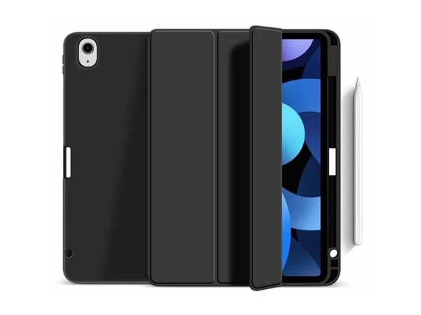 eSTUFF Miami - Vikbart fodral för surfplatta - termoplastisk polyuretan (TPU), polyuretanläder, polykarbonat - svart, klar - för Apple 11-inch iPad...