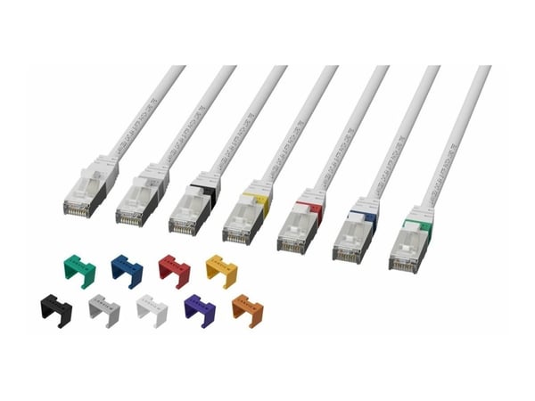 Lanview SmartClick - Nätverkskabel - RJ-45 (hane) till RJ-45 (hane) - 15 cm - 5 mm - S/FTP - CAT 6a - hakfri, hög flexibilitet - vit