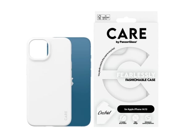 CARE by PanzerGlass - bakdeksel til mobiltelefon - termoplastisk polyuretan (TPU) - hvit orkidé - for Apple iPhone 13, 14