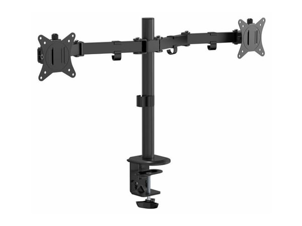 eSTUFF - Monteringssett (skrivebordsklemmemontering, kausemontering, 2 quick release VESA plates) - for 2 LCD-skjermer - office - stål, plastikk - ...