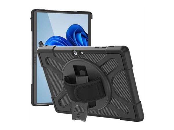 eSTUFF ATLANTA - Baksidedeksel for nettbrett - robust - termoplast-polyuretan (TPU), polykarbonat - svart - for Microsoft Surface Go, Go 2, Go 3, G...