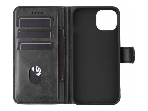 eSTUFF WALES - Lommebok for mobiltelefon - polyuretan (PU) - svart - for Apple iPhone 14