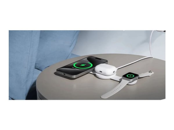 Anker MagGo - Trådløs ladepute - 3-i-1 - 15 watt - hvit