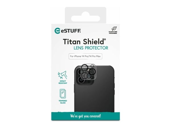 eSTUFF Titan Shield - Linsebeskytter for mobiltelefon - gjennomsiktig - for Apple iPhone 14 Pro, 14 Pro Max