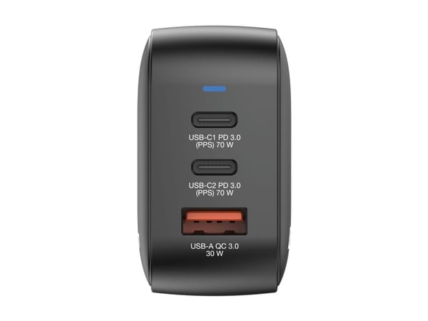 Verbatim - Strømadapter - GaN - 70 watt - 5 A - PD 3.0, PD/PPS, QC 4.0 - 3 utgangskontakter (2 x USB-C, USB)
