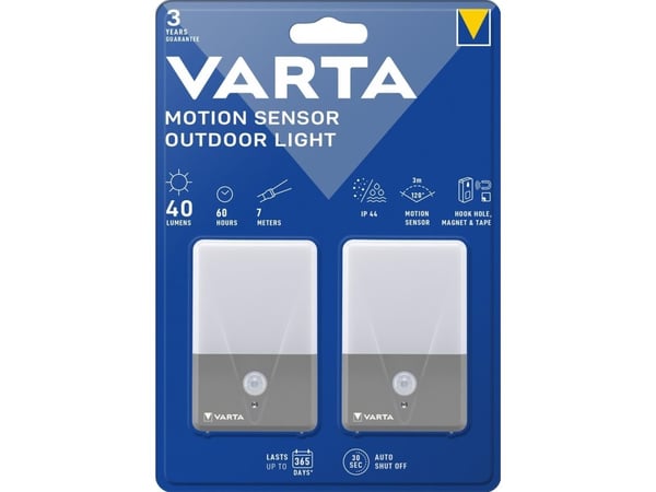Varta Outdoor - Motion sensor light - LED - varmt hvitt lys (en pakke 2)