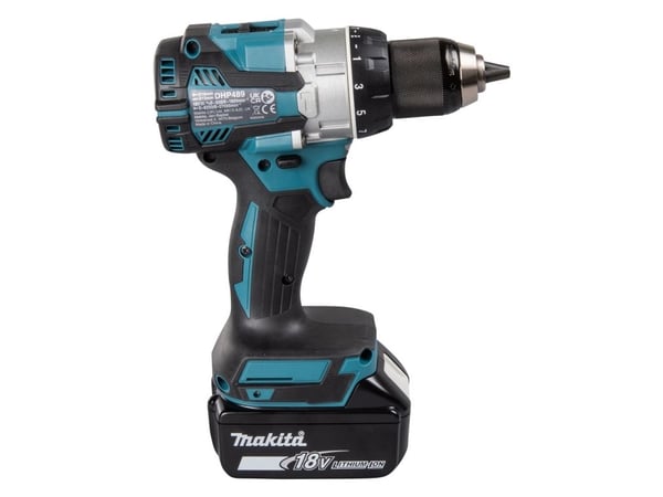 Makita DHP489RTJ, Elektrisk skrutrekker, Pistolhåndtak, 1/2", Sort, Blå, Børsteløs, 1800 RPM