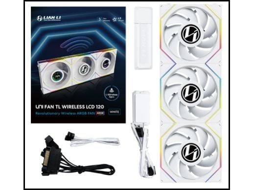 Lian Li 12TLLCD1W3W, Vifte, 12 cm, 350 RPM, 1900 RPM, Hvit