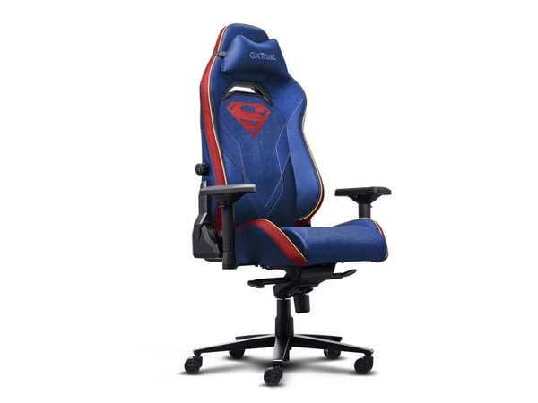 Trust GXT 721SM Ruya Pro Premium Superman - Spillestol - ergonomisk - armlener - T-formet - tipping - stoff, polyuretanlær, treramme - blå