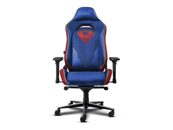 Trust GXT 721SM Ruya Pro Premium Superman - Spillestol - ergonomisk - armlener - T-formet - tipping - stoff, polyuretanlær, treramme - blå