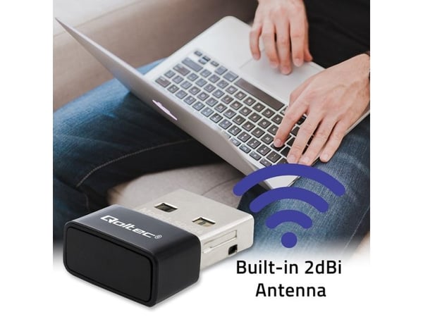 Qoltec - Nettverksadapter - USB 2.0 - Wi-Fi 5 - svart