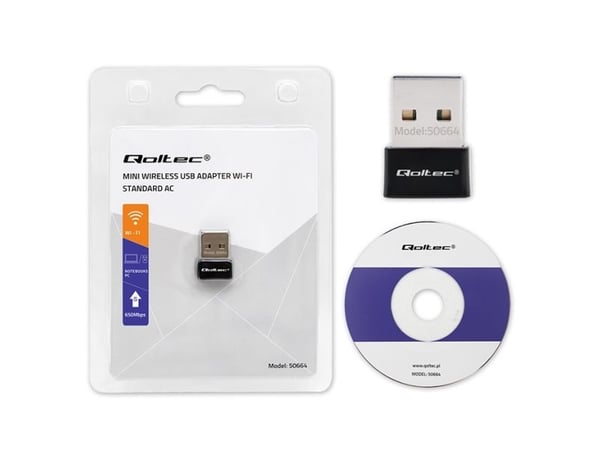 Qoltec - Nettverksadapter - USB 2.0 - Wi-Fi 5 - svart