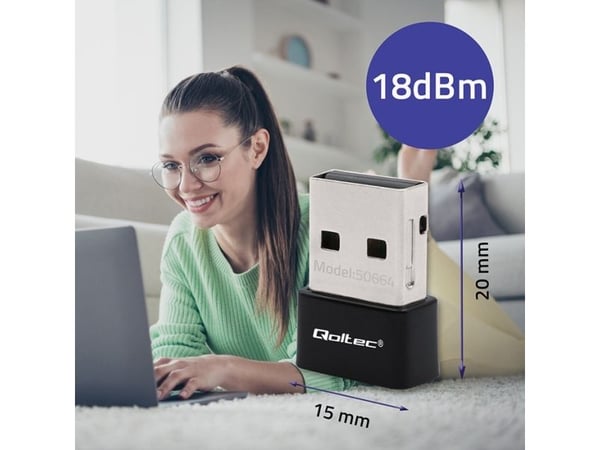 Qoltec - Nettverksadapter - USB 2.0 - Wi-Fi 5 - svart