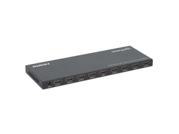 Manhattan 208451, HDMI, 8x HDMI, 3840 x 2160 piksler, Svart, Metall, Gummi, 4K Ultra HD