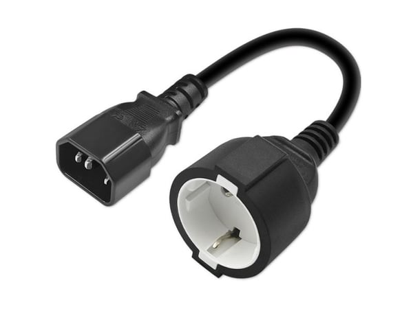 Qoltec - Virtalähdeadapteri - IEC 60320 C14 - tyyppi F (naaras) - AC 250 V - 16 A - 15 cm - musta