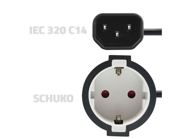 Qoltec - Virtalähdeadapteri - IEC 60320 C14 - tyyppi F (naaras) - AC 250 V - 16 A - 15 cm - musta