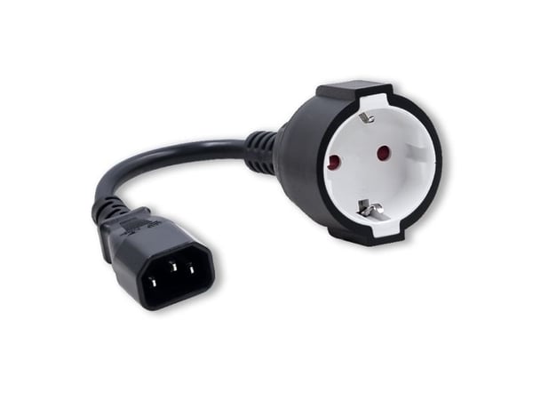 Qoltec - Virtalähdeadapteri - IEC 60320 C14 - tyyppi F (naaras) - AC 250 V - 16 A - 15 cm - musta