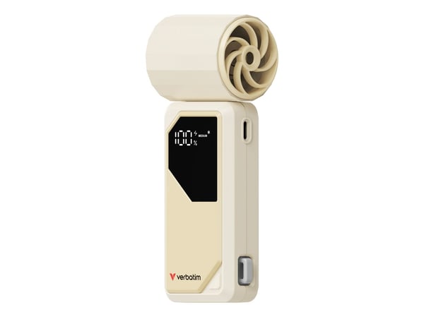 Verbatim Cool 'n' Go AirJet - Kjølevifte - bærbar - USB-C - hvit sølvfarge