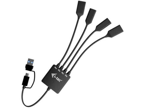 i-Tec - Hub - USB-C/USB-A-kabel - 2 x USB-C 3.2 Gen 1 + 2 x USB 3.2 Gen 1 - stasjonær