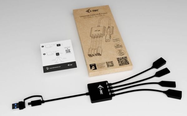 i-Tec - Hub - USB-C/USB-A-kabel - 2 x USB-C 3.2 Gen 1 + 2 x USB 3.2 Gen 1 - stasjonær