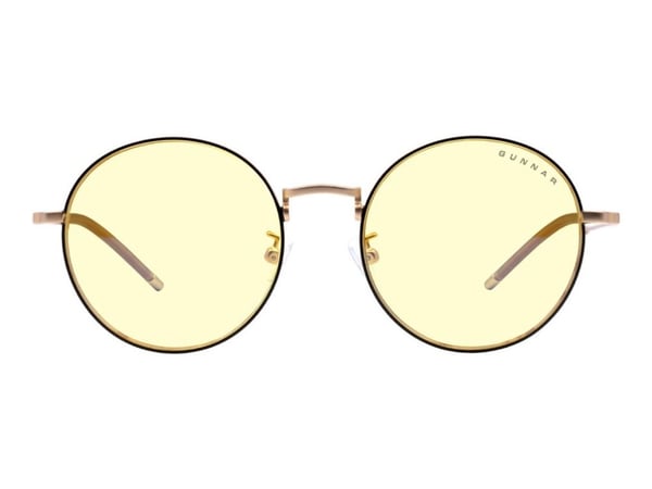 GUNNAR Ellipse - Prescription glasses - for datamaskin - full kant - ramme: svart/gull - linse: ravgul