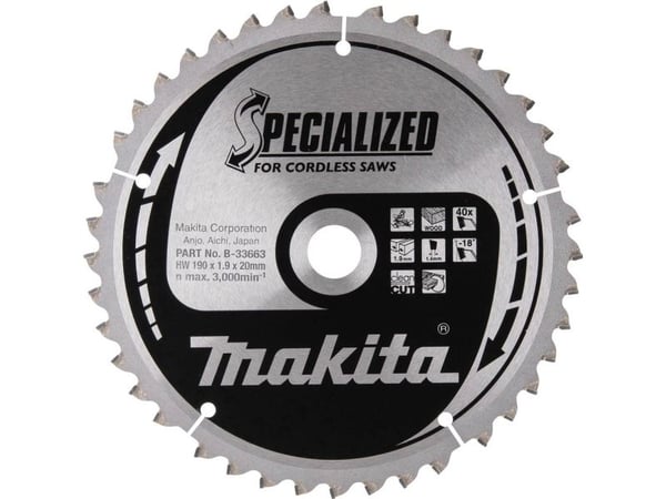 Makita MakBlade, 19 cm, 2 cm, 1,4 mm, 1,9 mm, Makita, 1 stykker