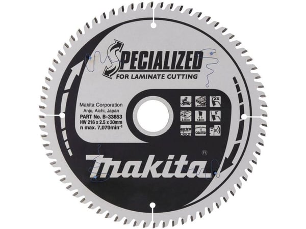 Makita Specialized, Laminat, 21,6 cm, 3 cm, 7070 RPM, 2,5 mm, Makita