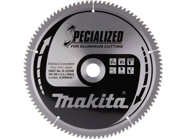 Makita B-09684 T.C.T. sag 305X2,4X30mm -5° T100 SPESIALISERT for skjæring av aluminium