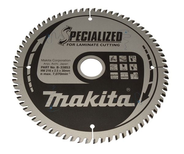 Makita Specialized, Laminat, 21,6 cm, 3 cm, 7070 RPM, 2,5 mm, Makita
