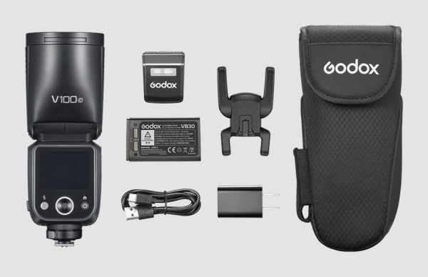 Godox V100, 1,7 s, Trådløse forbindelser, 32 kanaler, 616 g, Kompakt blits
