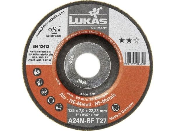 LUKAS-ERZETT skrubbeskive T27 125x7,0x22,23 slipeskive 125 mm 10 stk AS001708V9802