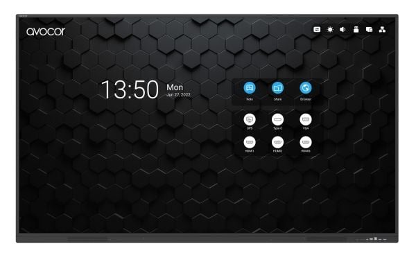 Avocor AVS-7510E - 75" Diagonalklasse S Series LED-bakgrunnsbelyst LCD-skjerm - interaktiv - med pekeskjerm (multiberørings) - Android - 4K UHD (21...