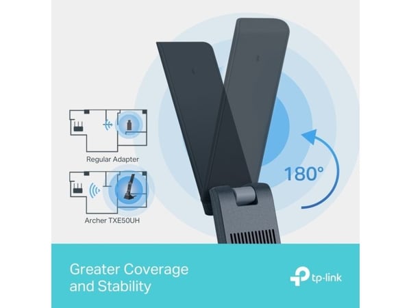 TP-Link Archer TXE50UH, Trådløs, USB, WLAN, Wi-Fi 6 (802.11ax), 3000 Mbit/s, Sort
